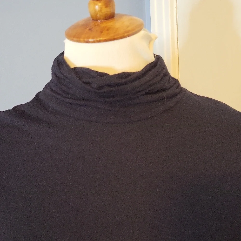 Soft Surroundings Black Knit Top Turtleneck Sharkbite Long Sleeve Medium - Picture 2 of 5